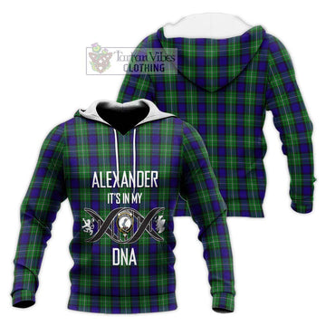 Alexander Tartan Knitted Hoodie with Family Crest DNA In Me Style