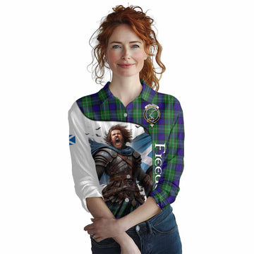 Alexander Crest Tartan Women's Casual Shirt Inspired by the Freedom of Scottish Warrior