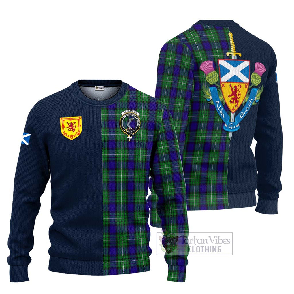 Tartan Vibes Clothing Alexander Tartan Knitted Sweater with Scottish Lion Royal Arm Half Style