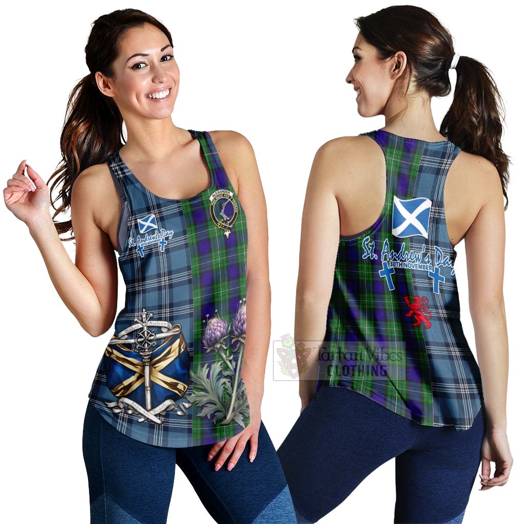 Tartan Vibes Clothing Alexander Tartan Women's Racerback Tanks Happy St. Andrew's Day Half Tartan Style