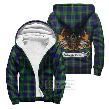 Alexander Tartan Sherpa Hoodie with Family Crest and Bearded Skull Holding Bottles of Whiskey Unisex S - Tartan Vibes Clothing