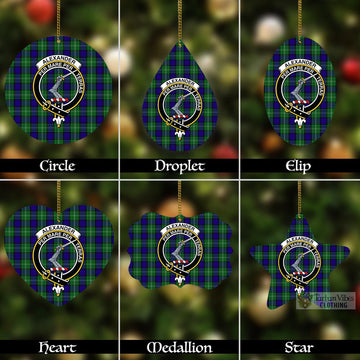 Alexander Tartan Christmas Aluminium Ornament with Family Crest