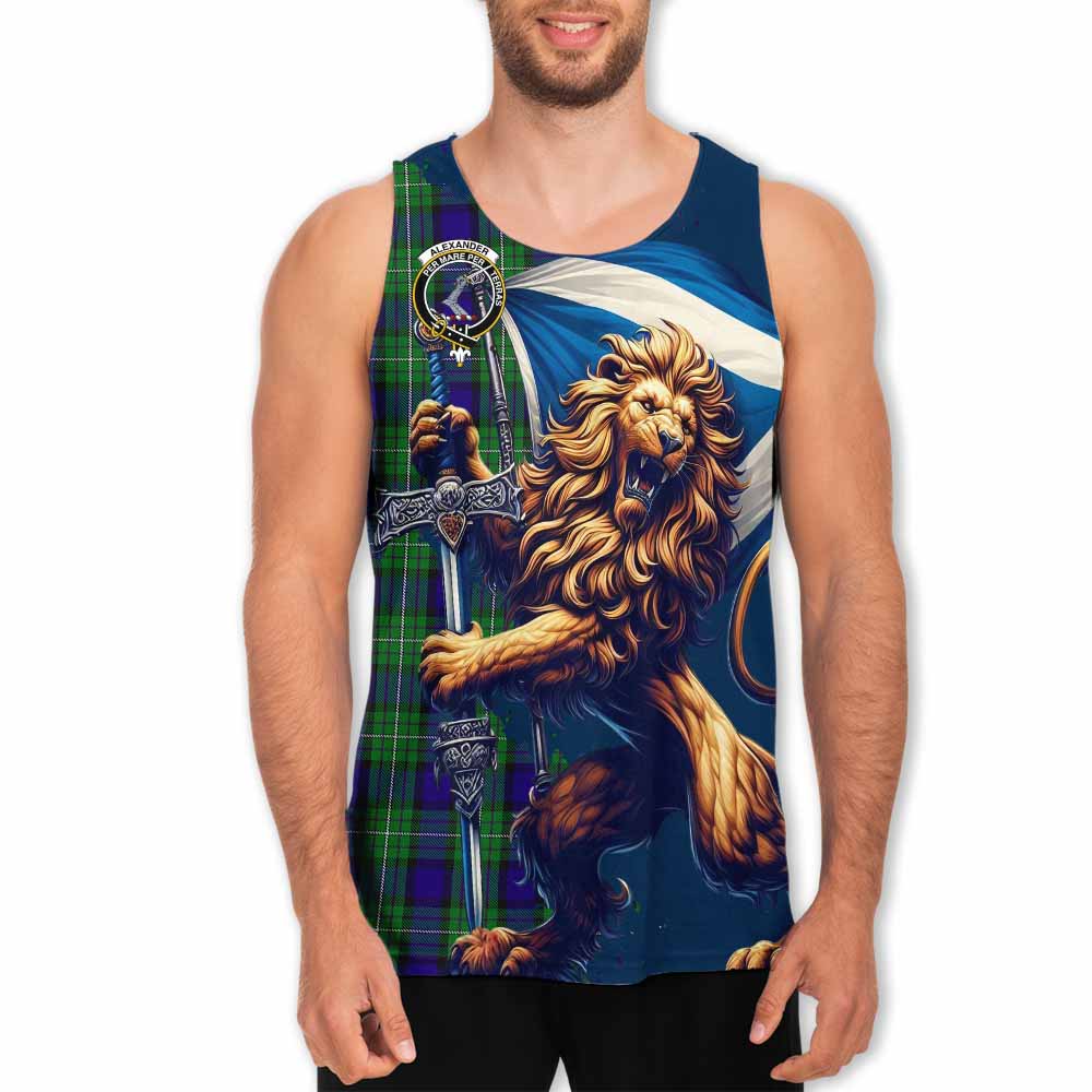 Tartan Vibes Clothing Alexander Tartan Family Crest Men's Tank Top with Scottish Majestic Lion