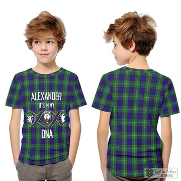 Alexander Tartan Kid T-Shirt with Family Crest DNA In Me Style Youth XL Size14 - Tartan Vibes Clothing