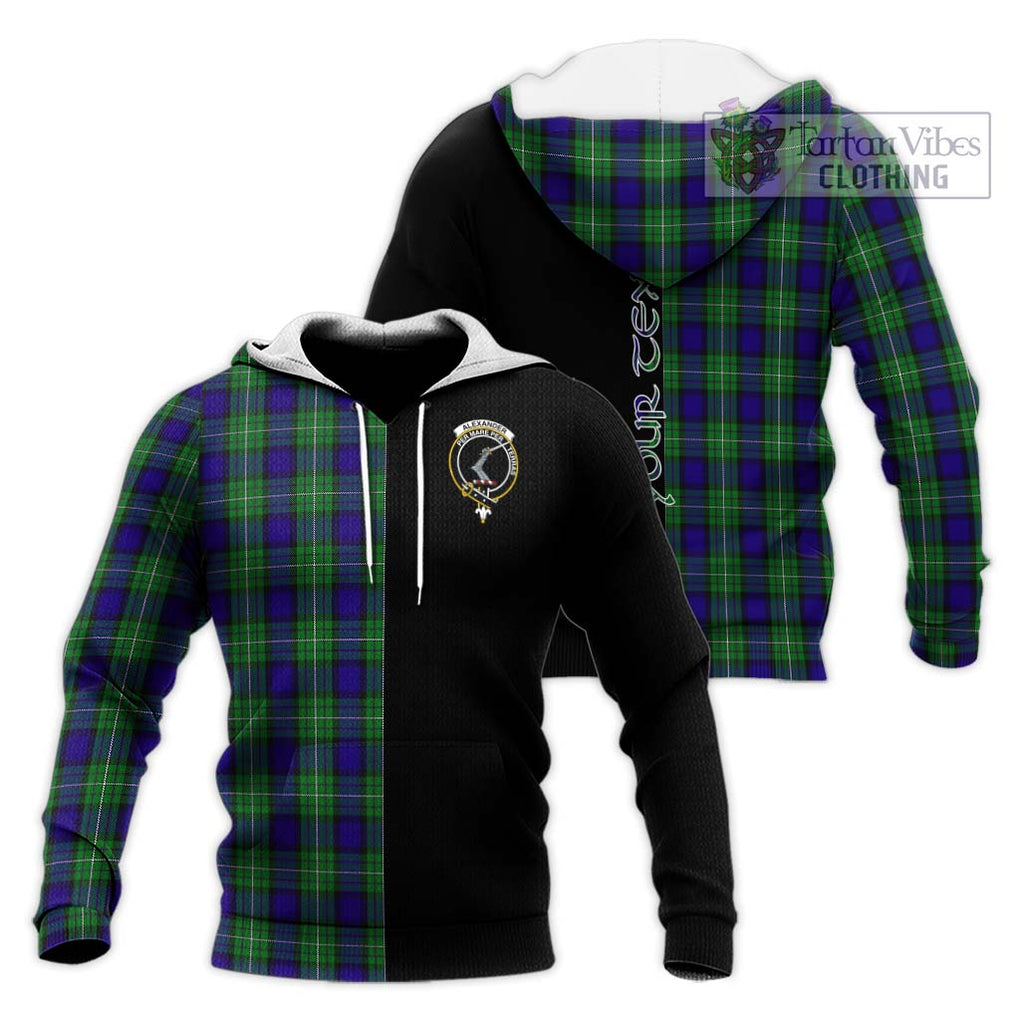 Alexander Tartan Knitted Hoodie with Family Crest and Half Of Me Style Unisex Knitted Pullover Hoodie - Tartanvibesclothing Shop