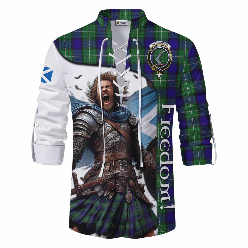 Tartan Vibes Clothing Alexander Crest Tartan Ghillie Kilt Shirt Inspired by the Freedom of Scottish Warrior