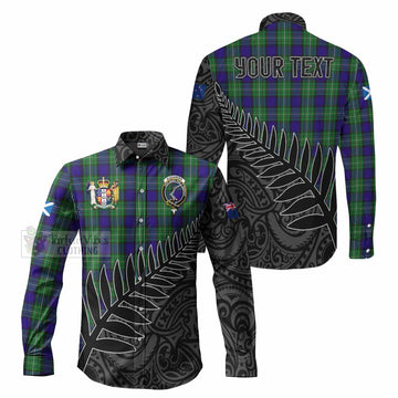 Alexander Crest Tartan Long Sleeve Button Shirt with New Zealand Silver Fern Half Style