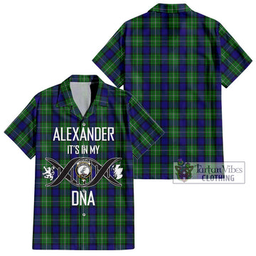 Alexander Tartan Short Sleeve Button Shirt with Family Crest DNA In Me Style