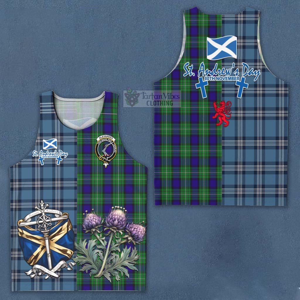 Tartan Vibes Clothing Alexander Tartan Men's Tank Top Happy St. Andrew's Day Half Tartan Style