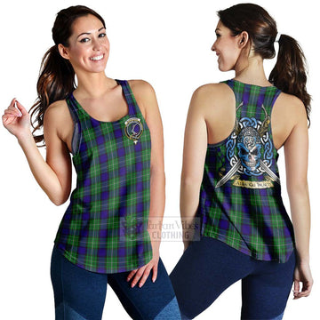 Alexander Tartan Women's Racerback Tanks with Family Crest Celtic Skull Style