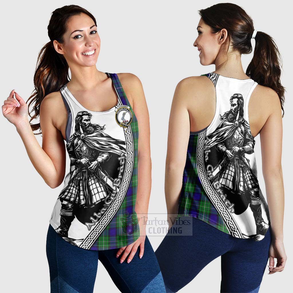 Tartan Vibes Clothing Alexander Tartan Clan Crest Women's Racerback Tanks with Highlander Warrior Celtic Style