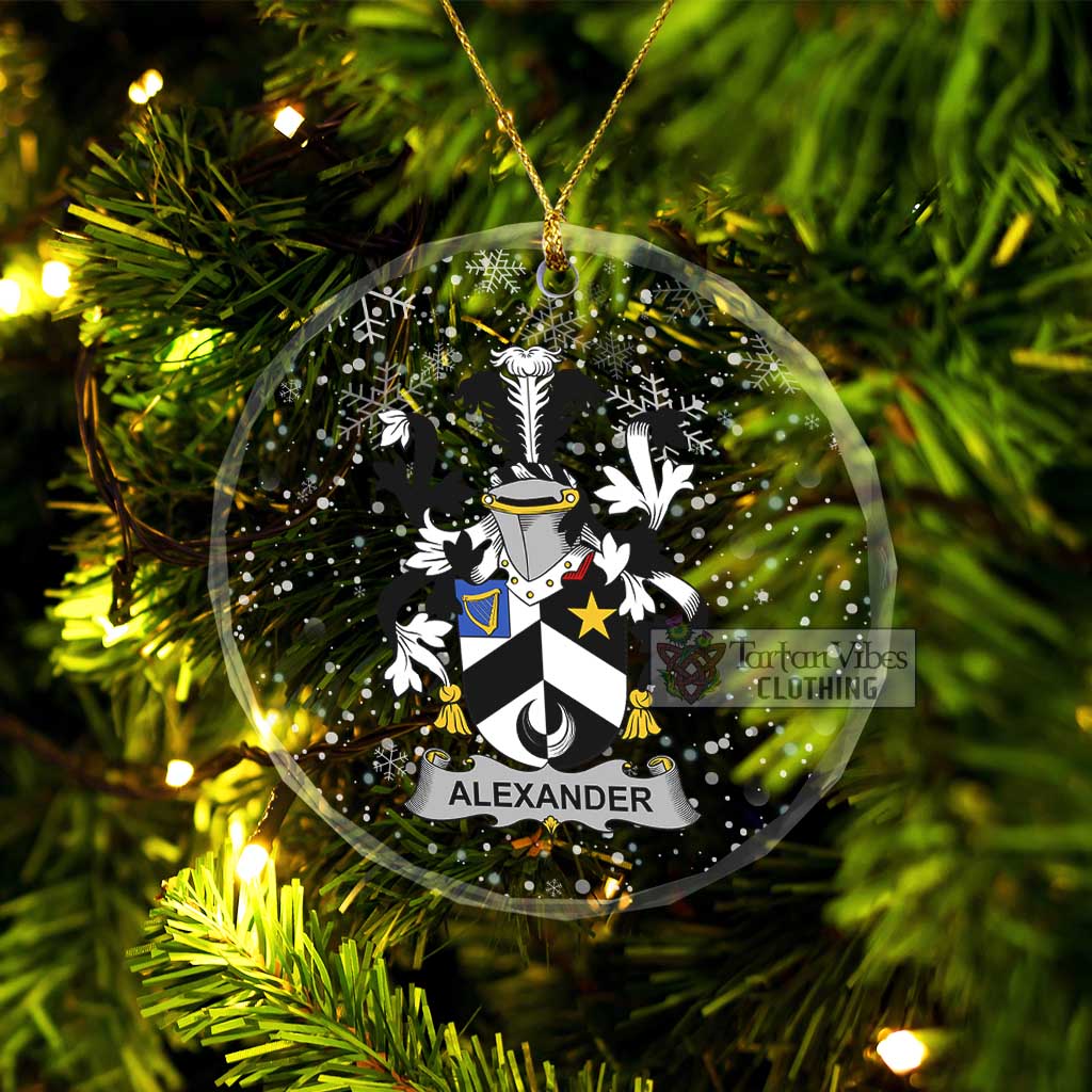 Tartan Vibes Clothing Alexander Irish Clan Christmas Glass Ornament with Coat of Arms