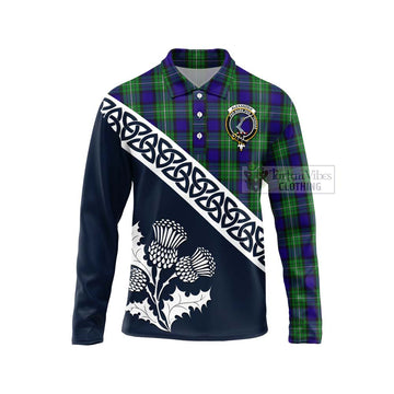 Alexander Tartan Long Sleeve Polo Shirt Featuring Thistle and Scotland Map Unisex - Tartan Vibes Clothing