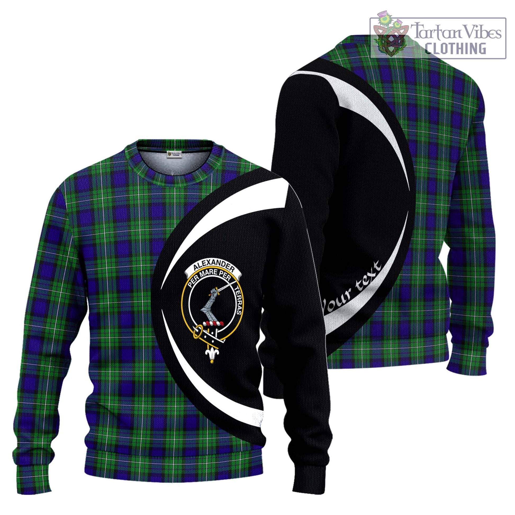 Alexander Tartan Ugly Sweater with Family Crest Circle Style Unisex - Tartan Vibes Clothing