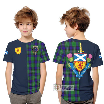 Alexander Tartan Kid T-Shirt Alba with Scottish Lion Royal Arm Half Style Youth XL Size14 - Tartan Vibes Clothing