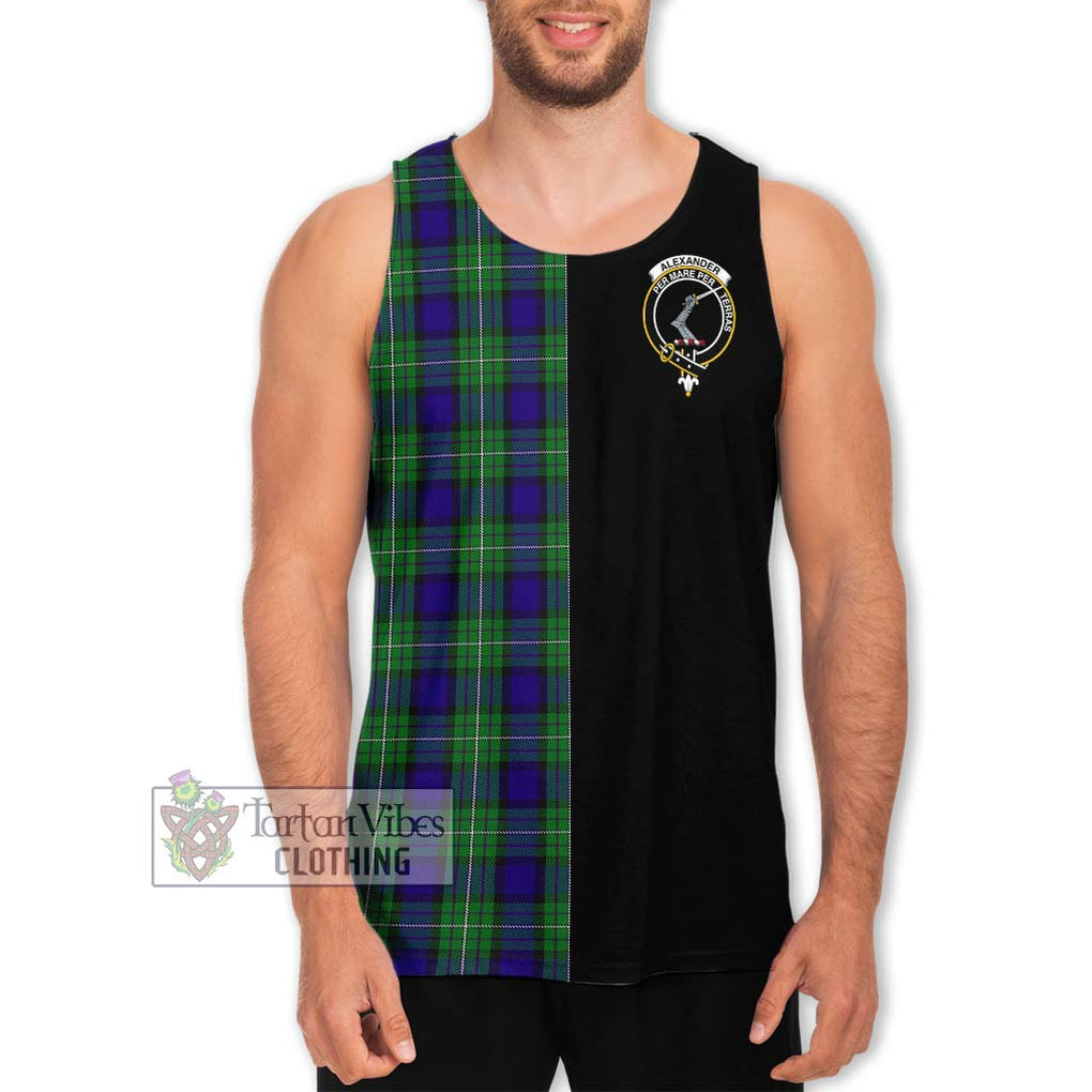 Alexander Tartan Men's Tank Top with Family Crest and Half Of Me Style Men - Tartanvibesclothing Shop