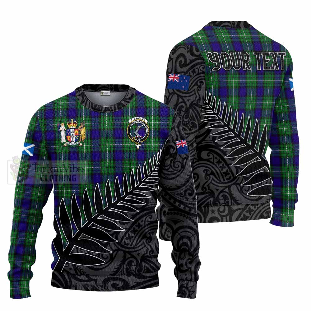 Tartan Vibes Clothing Alexander Crest Tartan Knitted Sweater with New Zealand Silver Fern Half Style