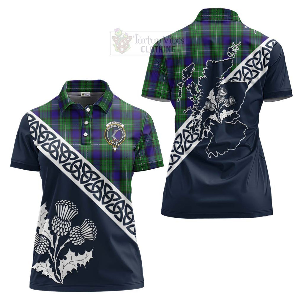 Tartan Vibes Clothing Alexander Tartan Women's Polo Shirt Featuring Thistle and Scotland Map