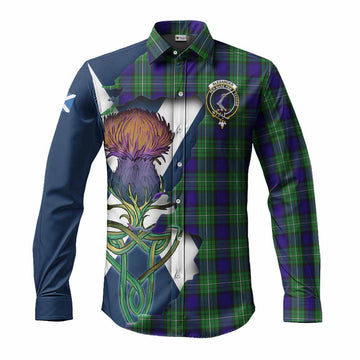 Alexander Tartan Family Crest Long Sleeve Button Shirt Scottish Thistle Celtic Inspired Men's Shirt S - Tartan Vibes Clothing