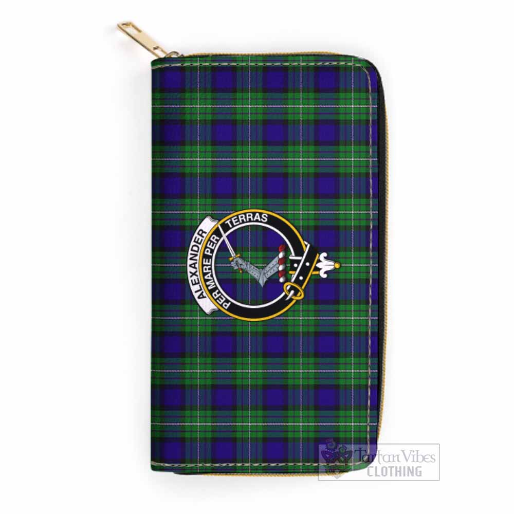 Alexander Tartan Women's Leather Wallet with Family Crest One Size 19.7*10.5*3.5 cm - Tartan Vibes Clothing