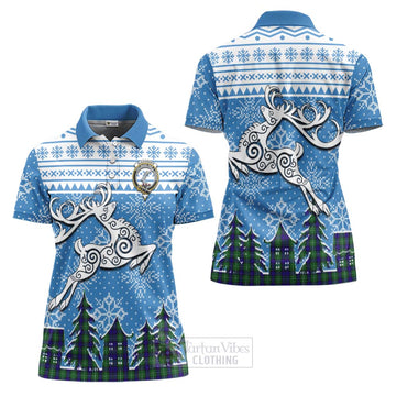 Alexander Clan Christmas Women's Polo Shirt Celtic Reindeer Style Women - Tartan Vibes Clothing