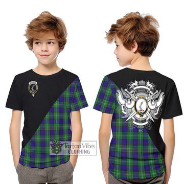 Alexander Tartan Kid T-Shirt with Family Crest and Military Logo Style Youth XL Size14 - Tartan Vibes Clothing