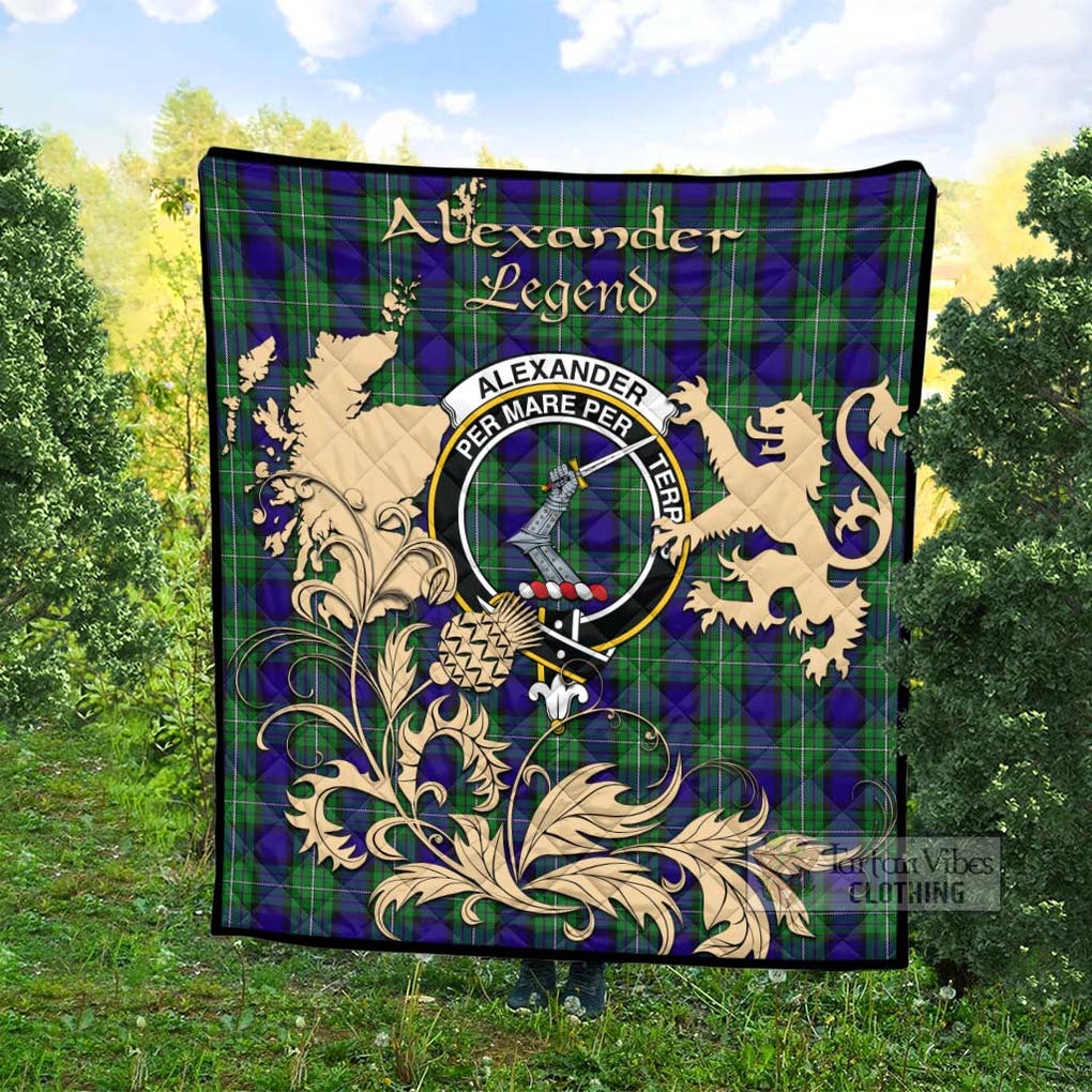 Tartan Vibes Clothing Alexander Tartan Quilt with Family Crest and Scottish Symbol Style