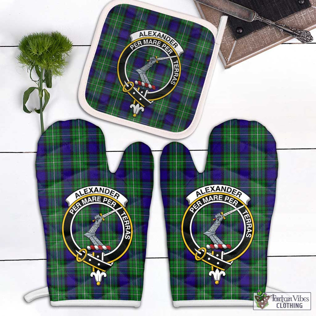 Alexander Tartan Combo Oven Mitt & Pot-Holder with Family Crest White - Tartan Vibes Clothing