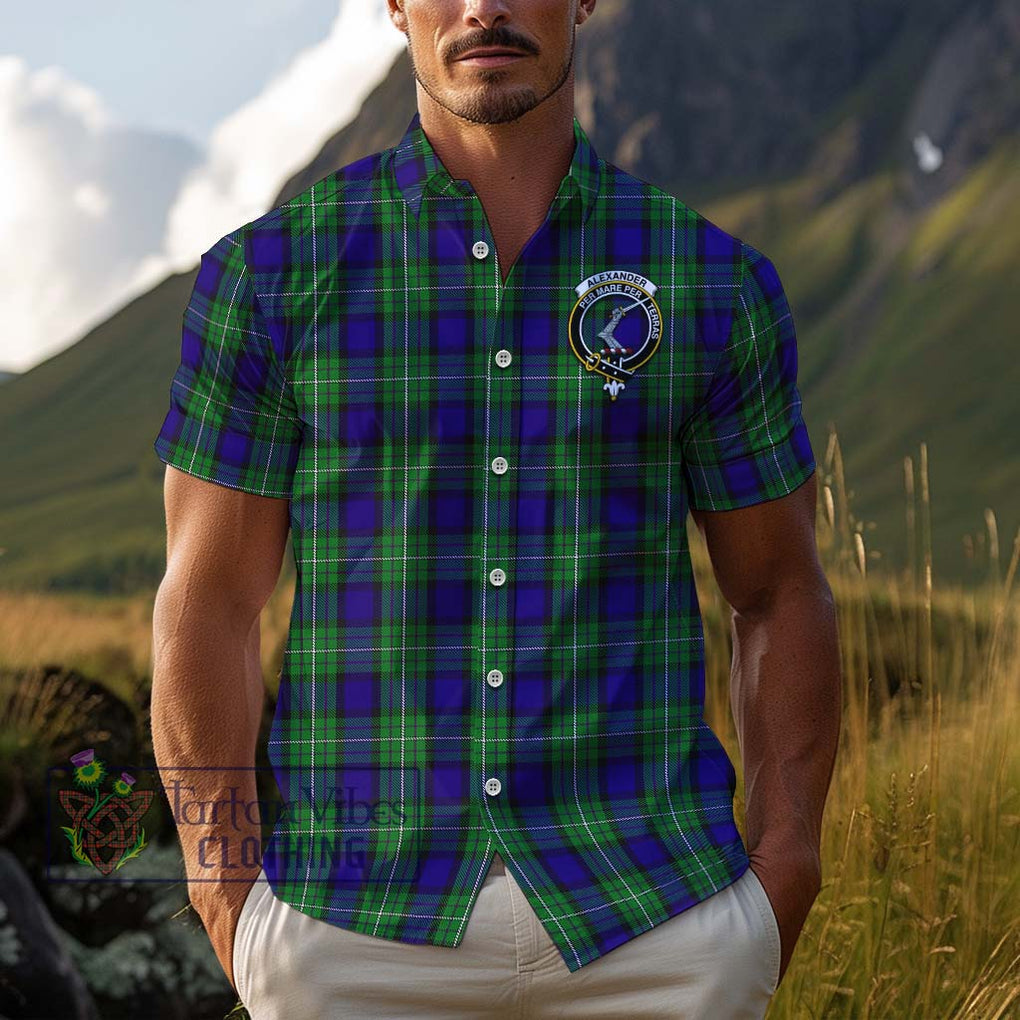 Alexander Tartan Cotton Hawaiian Shirt with Family Crest Adult - Tartan Vibes Clothing