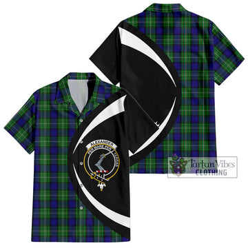 Alexander Tartan Short Sleeve Button Up with Family Crest Circle Style