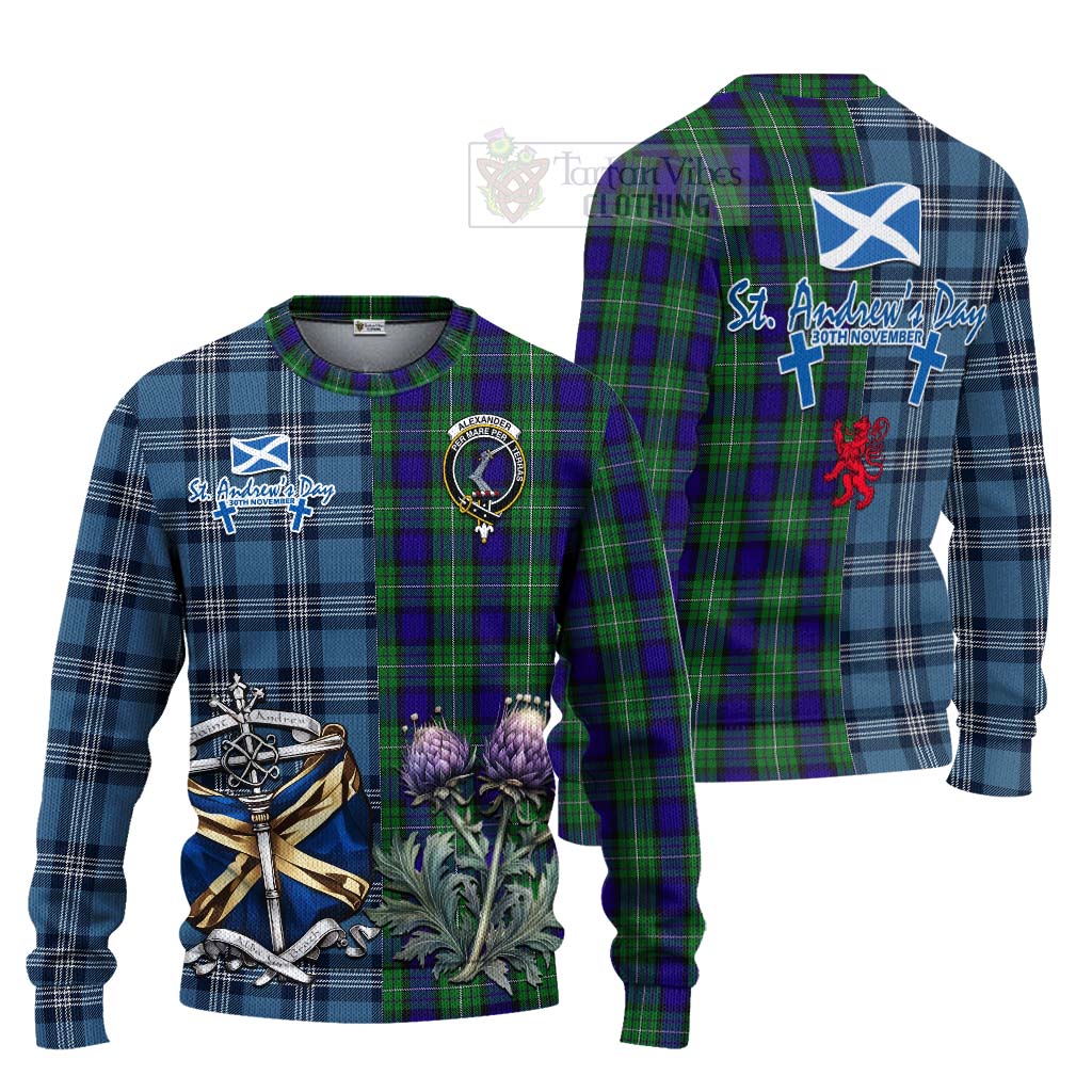 Tartan Vibes Clothing Alexander Tartan Knitted Sweater Happy St. Andrew's Day Half Tartan Style