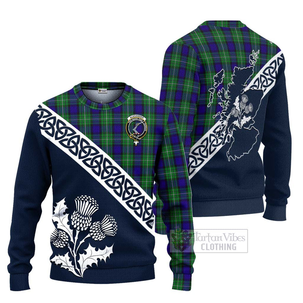 Tartan Vibes Clothing Alexander Tartan Knitted Sweater Featuring Thistle and Scotland Map