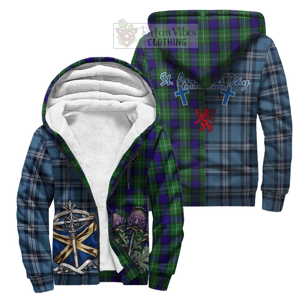 Alexander Tartan Sherpa Hoodie Happy St. Andrew's Day Half Tartan Style Unisex S - Tartan Vibes Clothing