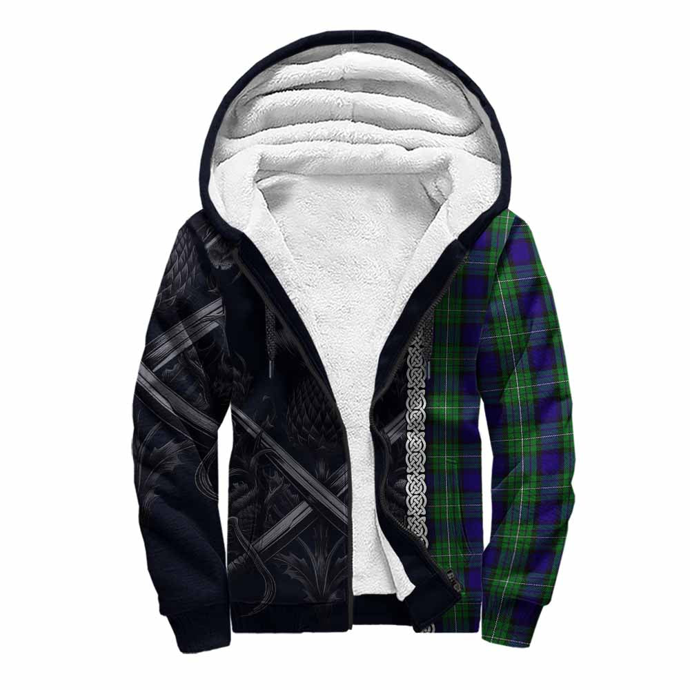Alexander Tartan Sherpa Hoodie with Family Crest Cross Sword Thistle Celtic Vibes Unisex S - Tartan Vibes Clothing