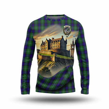 Alexander Tartan Family Crest Long Sleeve T-Shirt with Scottish Ancient Castle Style Unisex - Tartan Vibes Clothing