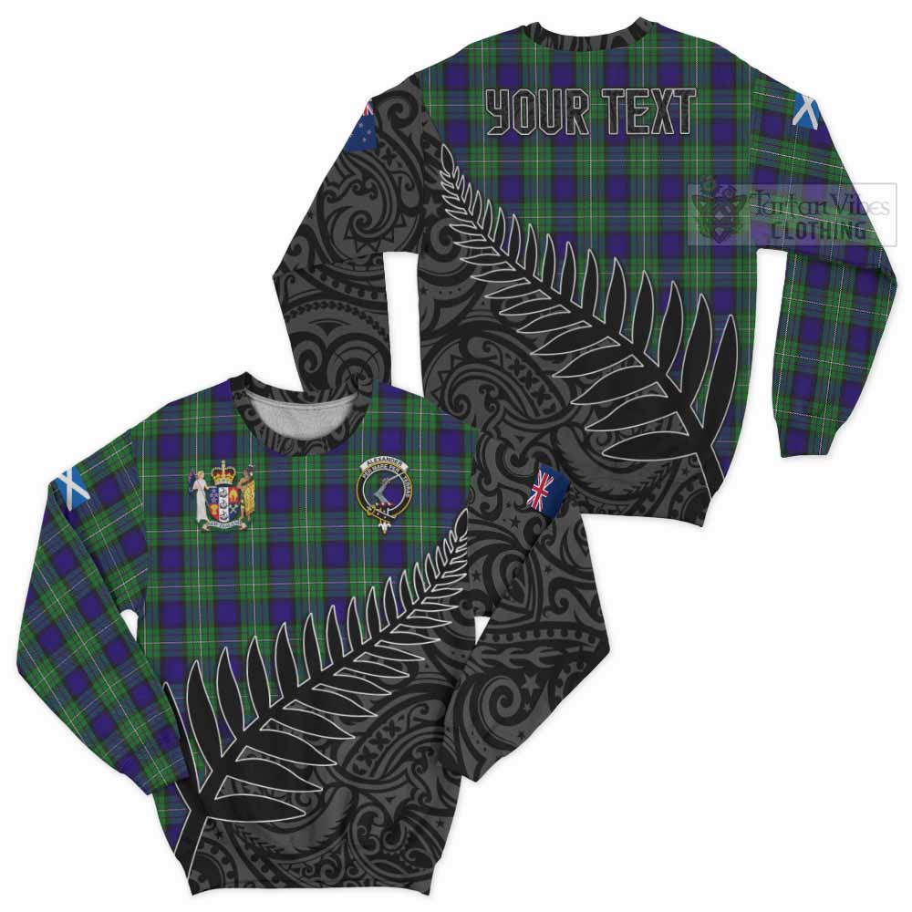 Tartan Vibes Clothing Alexander Crest Tartan Sweatshirt with New Zealand Silver Fern Half Style