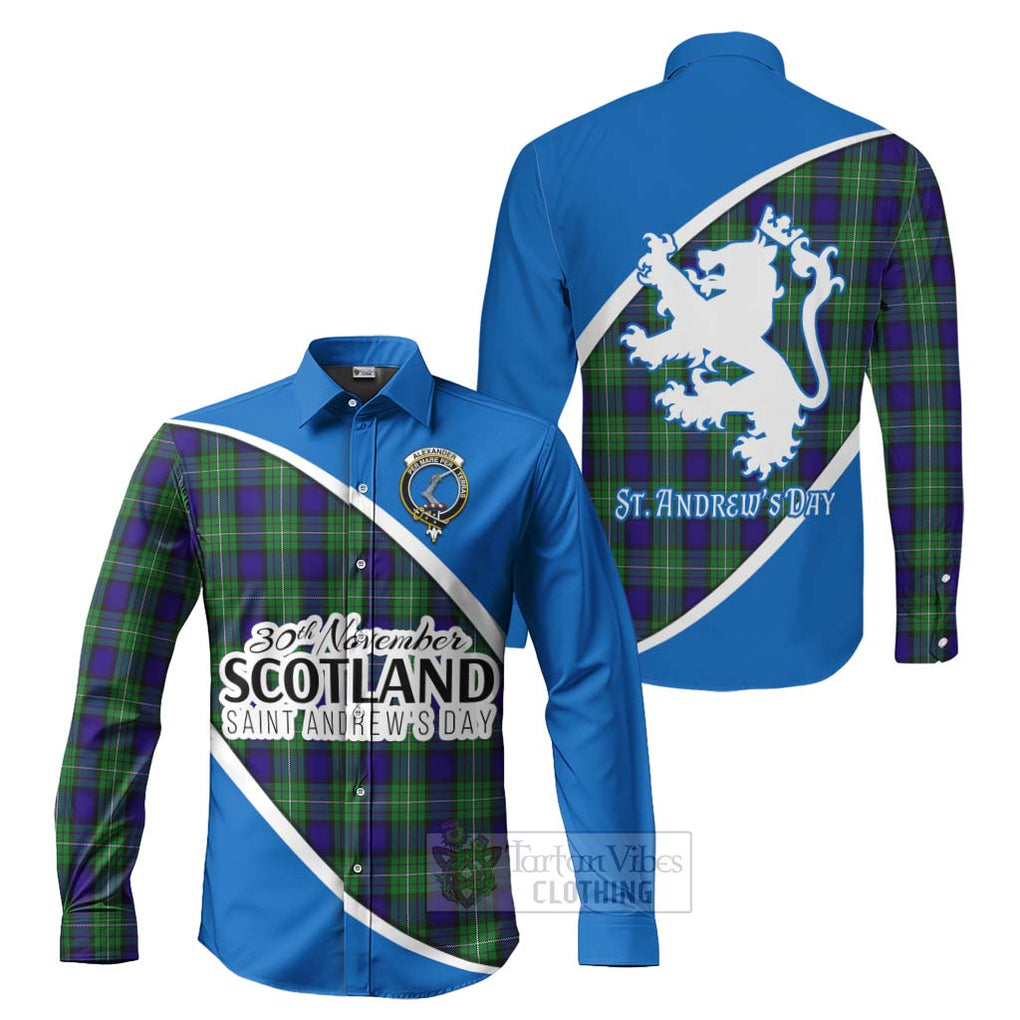 Tartan Vibes Clothing Alexander Family Crest Tartan Long Sleeve Button Shirt Celebrate Saint Andrew's Day in Style