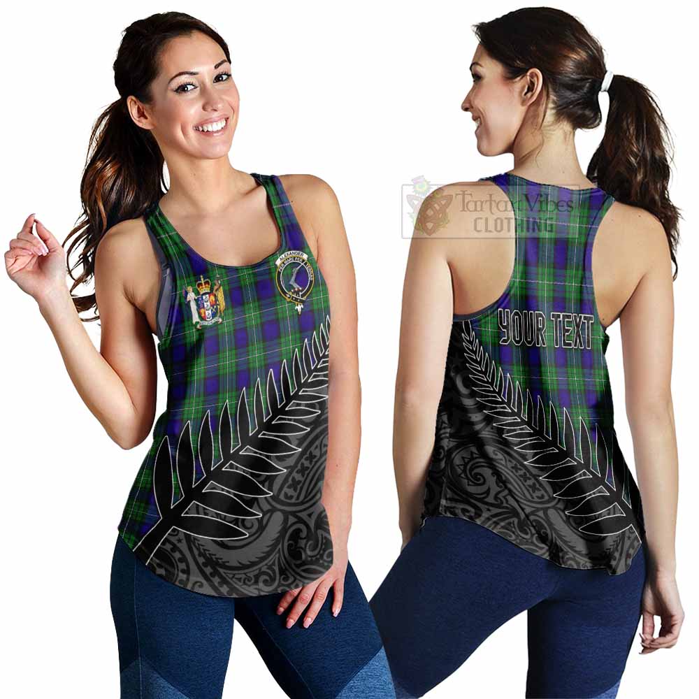 Tartan Vibes Clothing Alexander Crest Tartan Women's Racerback Tanks with New Zealand Silver Fern Half Style