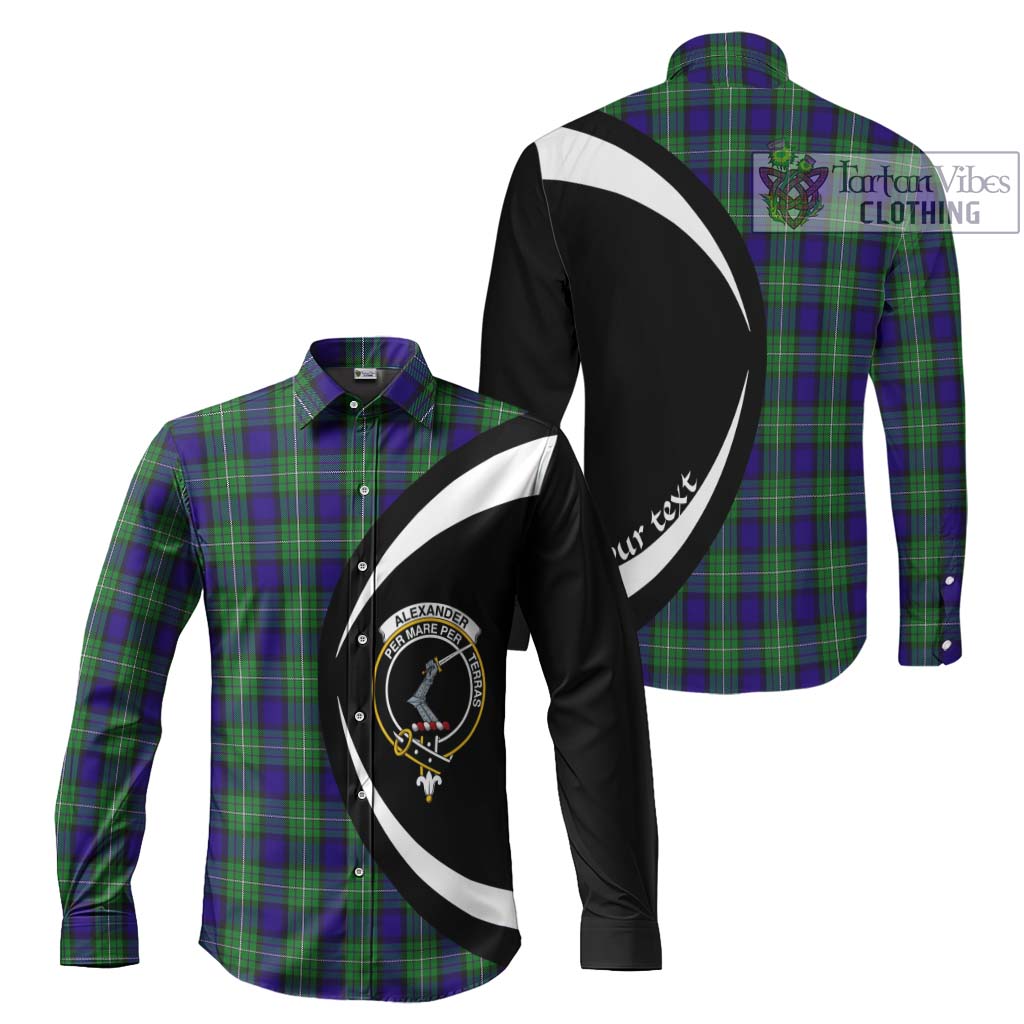 Alexander Tartan Long Sleeve Button Up with Family Crest Circle Style Men's Shirt S - Tartan Vibes Clothing