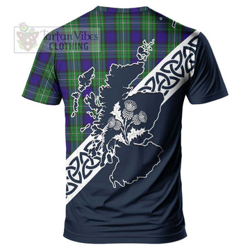 Alexander Tartan T-Shirt Featuring Thistle and Scotland Map