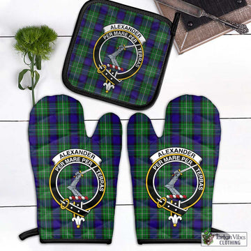 Alexander Tartan Combo Oven Mitt & Pot-Holder with Family Crest Black - Tartan Vibes Clothing