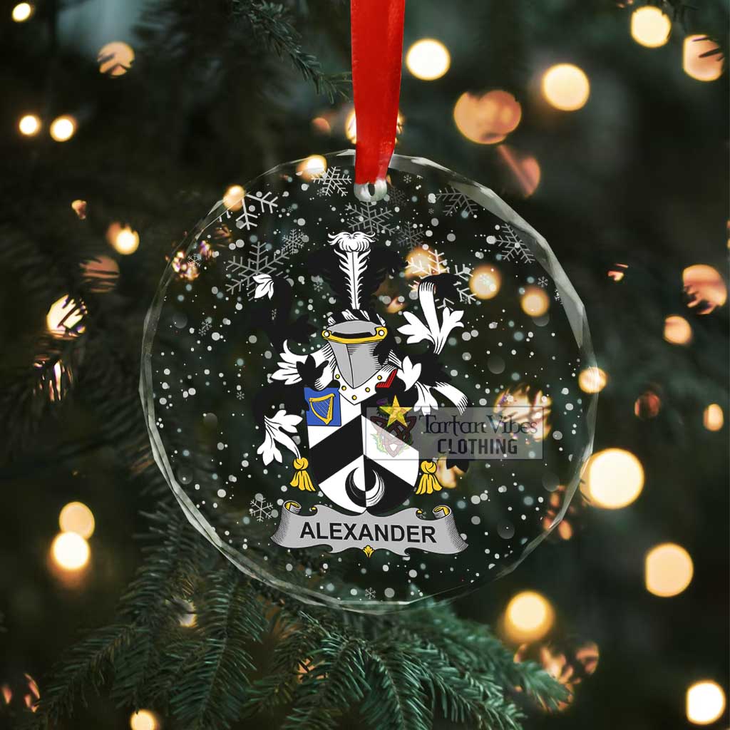 Tartan Vibes Clothing Alexander Irish Clan Christmas Glass Ornament with Coat of Arms