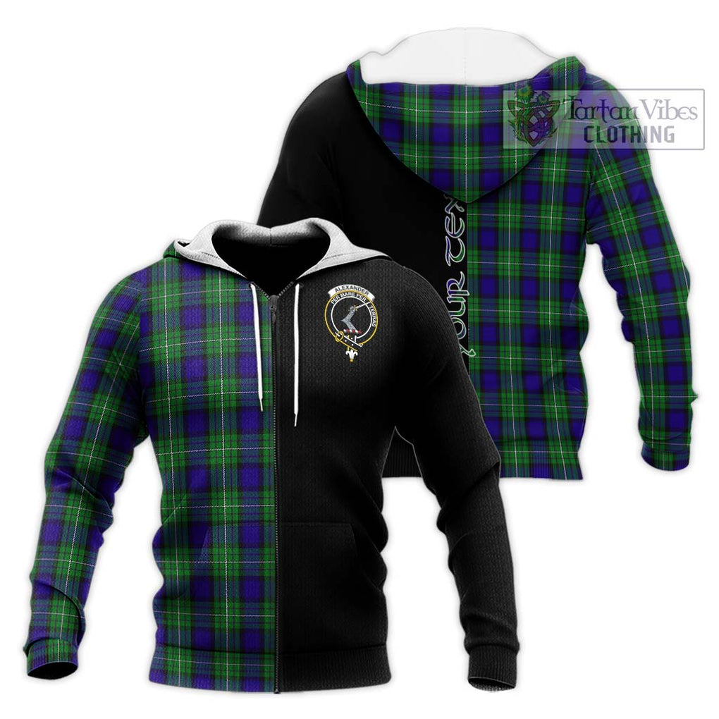 Alexander Tartan Knitted Hoodie with Family Crest and Half Of Me Style Unisex Knitted Zip Hoodie - Tartanvibesclothing Shop