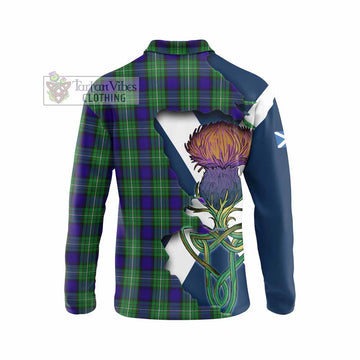 Alexander Tartan Family Crest Long Sleeve Polo Shirt Scottish Thistle Celtic Inspired - Tartan Vibes Clothing