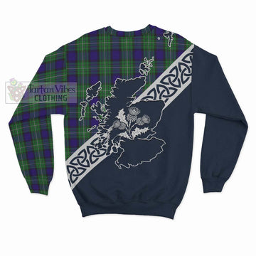 Alexander Tartan Sweatshirt Featuring Thistle and Scotland Map