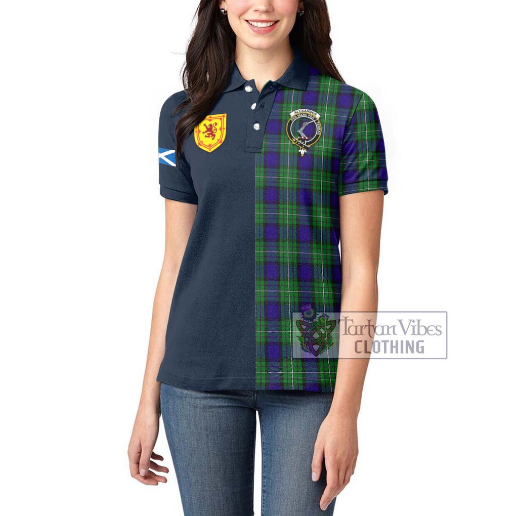 Tartan Vibes Clothing Alexander Tartan Women's Polo Shirt with Scottish Lion Royal Arm Half Style