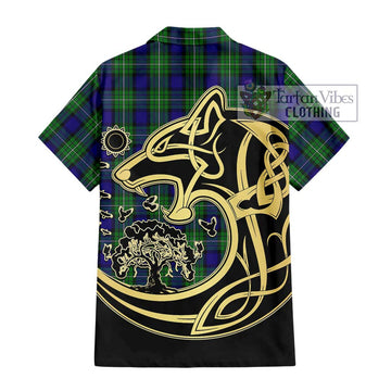 Alexander Tartan Hawaiian Shirt with Family Crest Celtic Wolf Style - Tartan Vibes Clothing