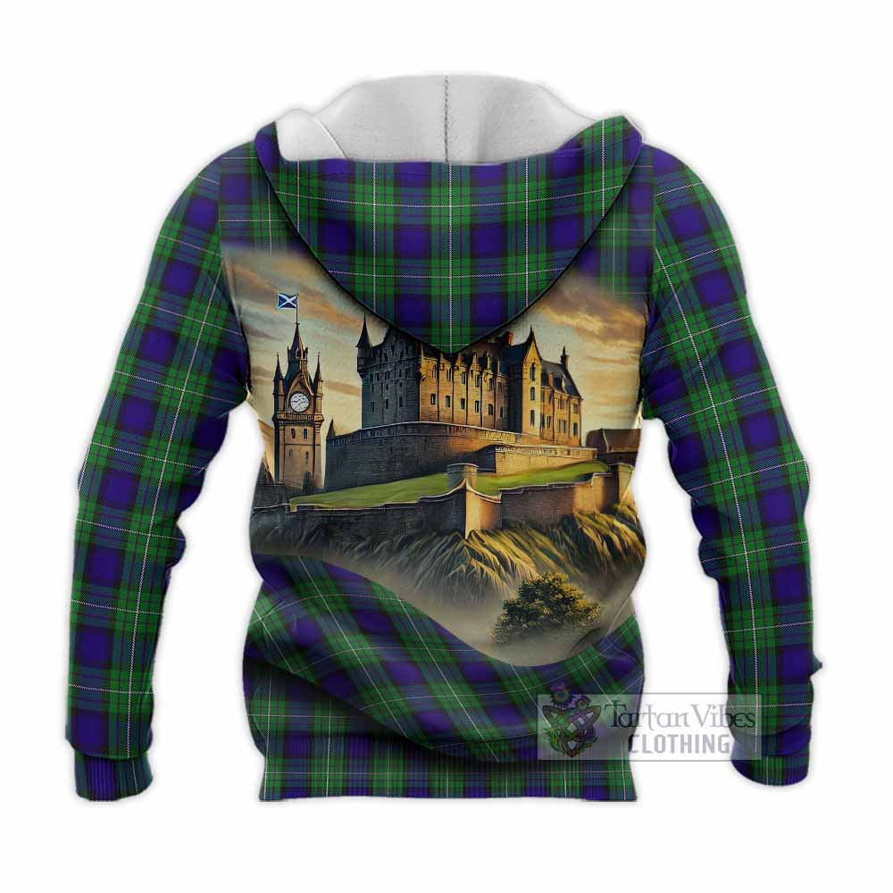 Alexander Tartan Family Crest Knitted Hoodie with Scottish Ancient Castle Style - Tartan Vibes Clothing