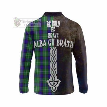 Alexander Tartan Family Crest Long Sleeve Polo Shirt Alba Gu Brath Be Brave Lion Ancient Style - Tartan Vibes Clothing