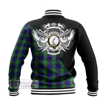 Alexander Tartan Baseball Jacket with Family Crest and Military Logo Style - Tartan Vibes Clothing